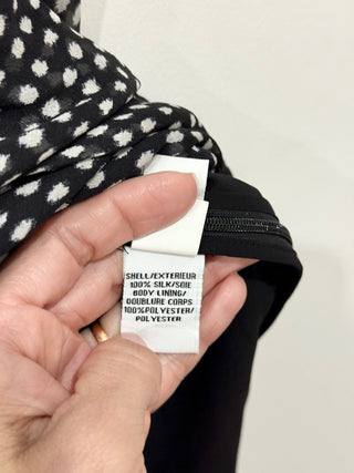 Diane von Furstenberg Arabella Polka Dot Sheer Sleeve Shirt Mini Dress Black 4