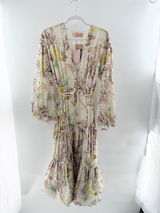 NWT Alexis Nicole Watercolour Floral Print Midi Shirtdress Multi Women's Small