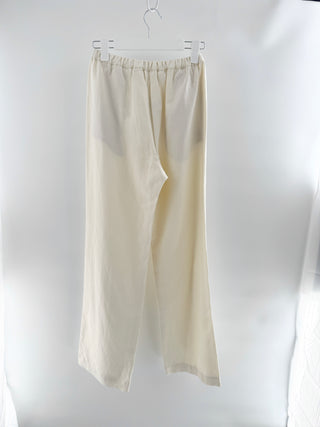 Enza Costa relaxed pull-on trousers from lightweight linen blend fabric, designed with elastic waistband, and side seam pockets, S