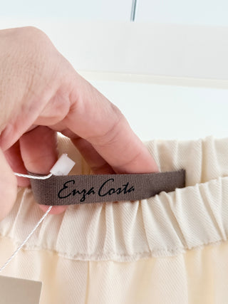 Enza Costa relaxed pull-on trousers from lightweight linen blend fabric, designed with elastic waistband, and side seam pockets, S