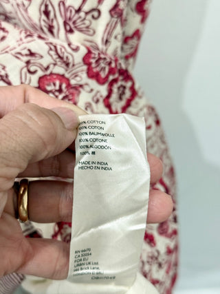 By Anthropologie Floral Eyelet Ruffle Trim Mini Shirtdress Cream/Pink Women's S