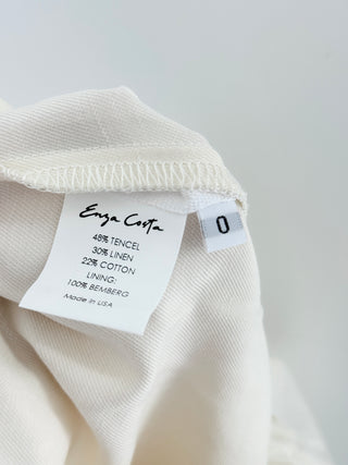 Enza Costa relaxed pull-on trousers from lightweight linen blend fabric, designed with elastic waistband, and side seam pockets, S