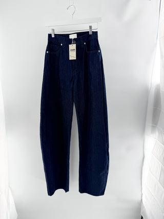 Same the barrel jean featuring high-rise waist, classic five-pocket styling, 25