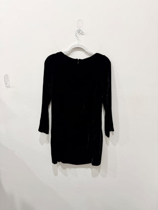 COS Long Sleeve Round Neck Velvet Mini Dress with Pockets Black Women's 34 / 2