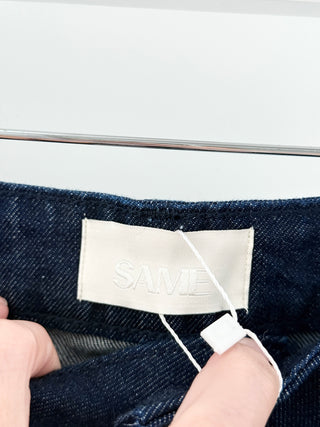 Same the barrel jean featuring high-rise waist, classic five-pocket styling, 25
