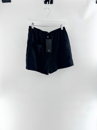 Vix Tay detail shorts crafted from lightweight linen blend, features high-rise waist with gold-tone ring and knot detailing along waistband, S