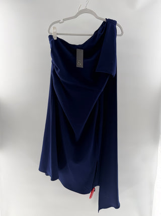 NWT Sachin & Babi Miranda One-Shoulder Bow Crepe Bodycon Midi Dress Blue Size 12