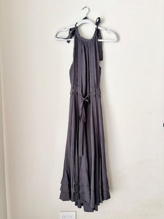 Ulla Johnson Joni Belted Tie Halterneck Maxi Dress Periscope Gray Women's Size 0
