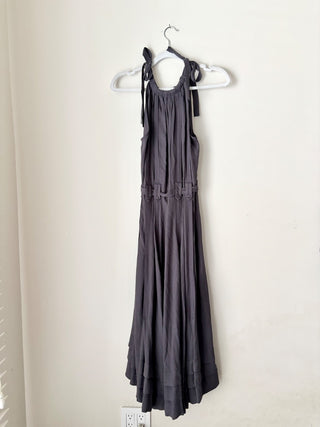 Ulla Johnson Joni Belted Tie Halterneck Maxi Dress Periscope Gray Women's Size 0