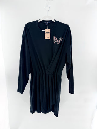 Louis Vuitton Cotton Jersey Embellished Long Sleeve Mini Dress Black 38 FR/US 6