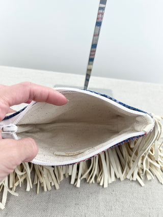 En Shalla small fringe pochette bag