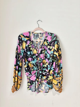 Spell & the gypsy black floral boho top, XS