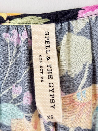 Spell & the gypsy black floral boho top, XS