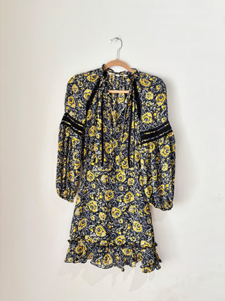 Veronica Beard black yellow pattern mini dress, 2