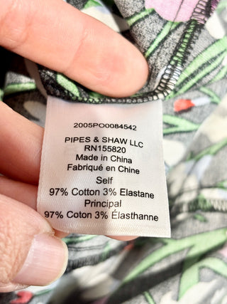 Veronica Beard black floral ruffle sleeve top cotton, 2