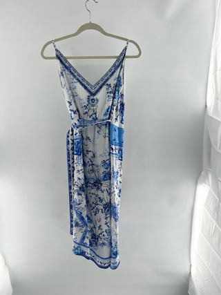 Camilla 100%^ silk sleeveless wrap midi dress, S