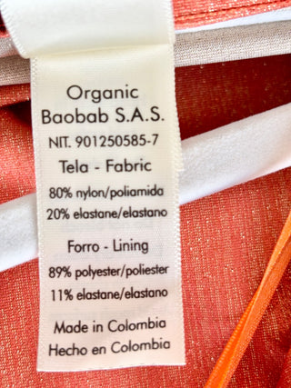 NWT Baobab Luana Lurex Cut Out One-Shoulder Maxi Dress Durazno Women's Size XS