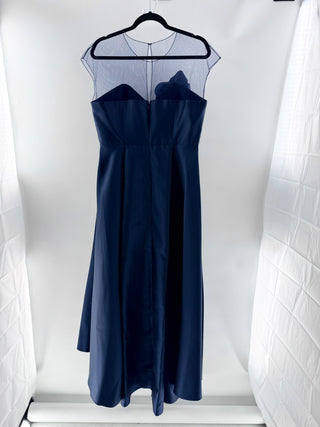 NWT Sachin & Babi Blakely Tulle Cap Sleeve Hi-Low Formal Dress Navy Women's 12