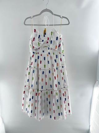 Farm Rio embroidered cut out midi dress cotton, S