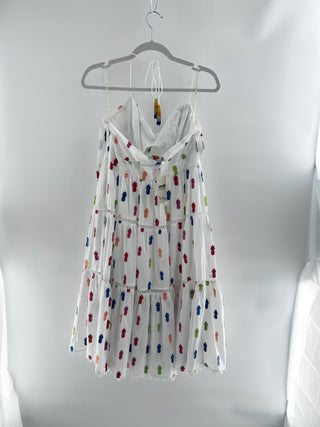 Farm Rio embroidered cut out midi dress cotton, S