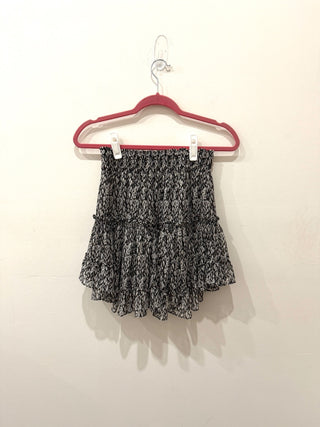 Misa Los Angeles Willa Smocked Tiered Ruffle Mini Skirt Grey Snake Womens Size S