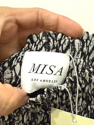 Misa Los Angeles Willa Smocked Tiered Ruffle Mini Skirt Grey Snake Womens Size S