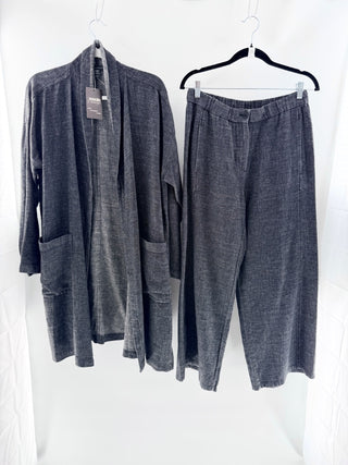 Eileen Fisher Textured Knit Cardigan and Matching Pants, Top M/ Bottom M