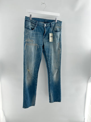 Charlotte Boyfriend jeans with rhinestone embellishment fringe, 29