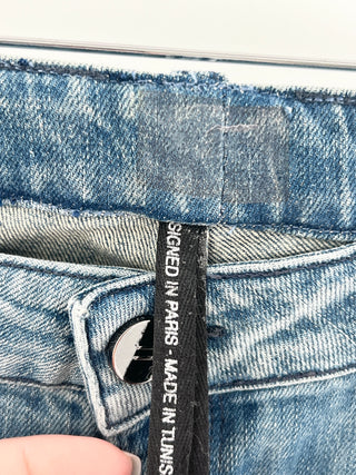 Charlotte Boyfriend jeans with rhinestone embellishment fringe, 29