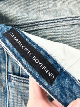 Charlotte Boyfriend jeans with rhinestone embellishment fringe, 29