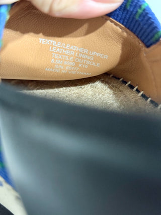 Tory Burch Daisy Slip On Espadrille Leather and Coated Canvas Navy Tea Rose 8.5