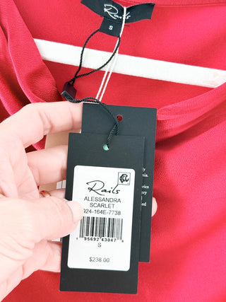 NWT Rails Alessandra Saton Long Sleeve Ruched Mini Dress Scarlet Womens Small