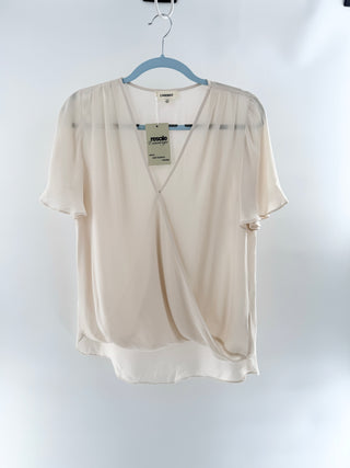 L'agence silk faux wrap top semi sheer, S