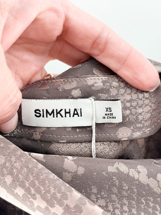 Simkhai asymmetrical viscose top with snake print texture, XS