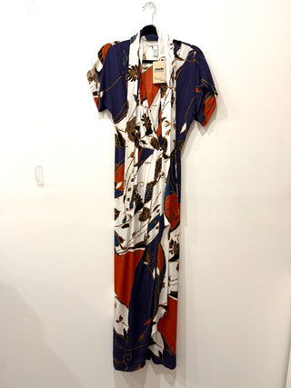 Diane von Furstenberg Patterned Belted Faux Wrap Maxi Dress Multi Women's Size 0