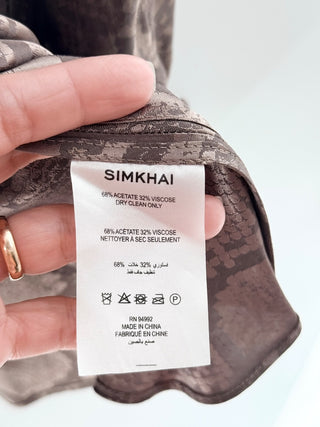 Simkhai asymmetrical viscose top with snake print texture, XS