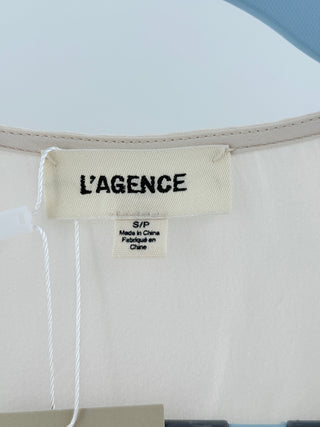 L'agence silk faux wrap top semi sheer, S