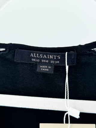 All Saints rayon top with lace inserts, US 6