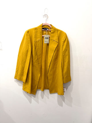 NWT Kasper Linen Blend Open Front Topper Cuff Sleeve Oversized Blazer Womens 12