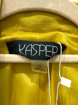 NWT Kasper Linen Blend Open Front Topper Cuff Sleeve Oversized Blazer Womens 12