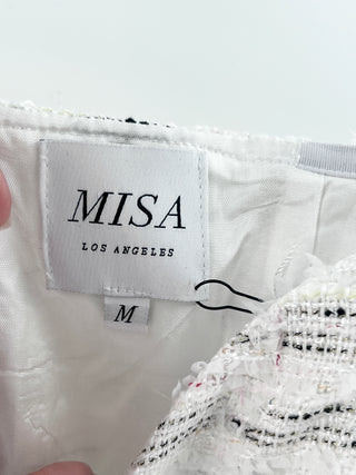 MISA 3 piece tweed set blazer crop top and shorts, M