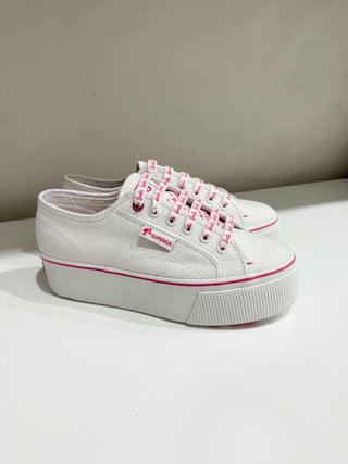NWT Superga 2790 Barbie Classic Canvas Platform Sneakers White/Pink Women's 6.5