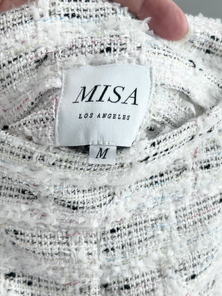 MISA 3 piece tweed set blazer crop top and shorts, M