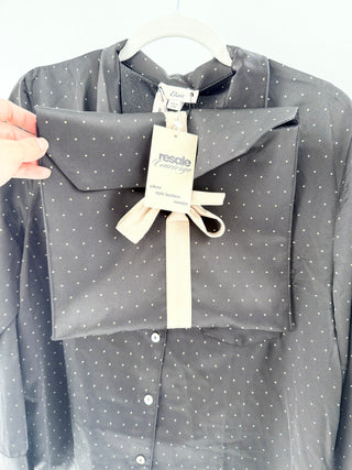 etam 3 piece dot satin set pajama, L
