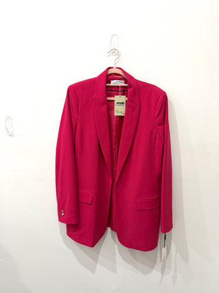 NWT Calvin Klein Peak Lapel Open Front Blazer Officewear Pink Women's Size 14