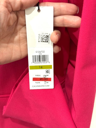 NWT Calvin Klein Peak Lapel Open Front Blazer Officewear Pink Women's Size 14