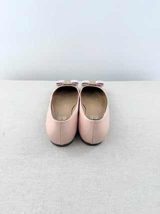 Ferragamo Varina Patent Leather Bow Ballerina Flats Light Pink Women's Size 9