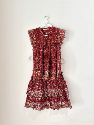 Ulla Johnson brown red pattern set: top and mini skirt, 2