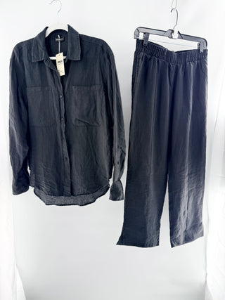 Anine Bing linen set button down and pants, XS oversized