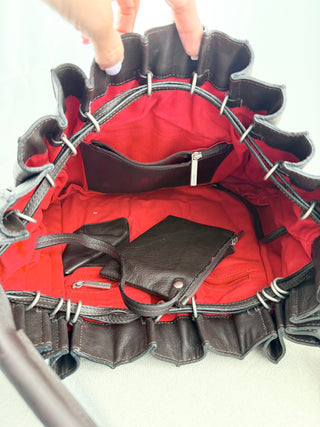 Lupo large leather accordion bag